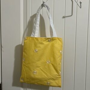 Yellow and White Floral Tote Bag